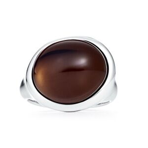 Tiffany & Co. Silver Ring with Rich Brown Stone